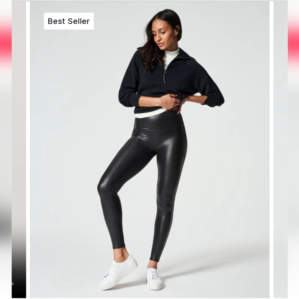 SPANX WOMEN'S Faux Leather Leggings MEDIUM size NEW